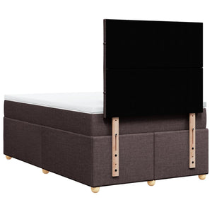 Κρεβάτι Boxspring με Στρώμα Σκούρο Καφέ 120x200 εκ. Υφασμάτινο - Pakobazaar