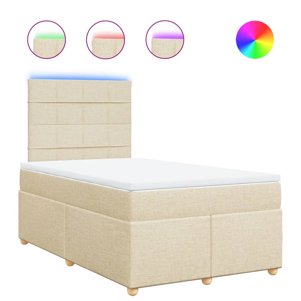 Κρεβάτι Boxspring με Στρώμα Κρεμ 120x200 εκ. Υφασμάτινο - Pakobazaar