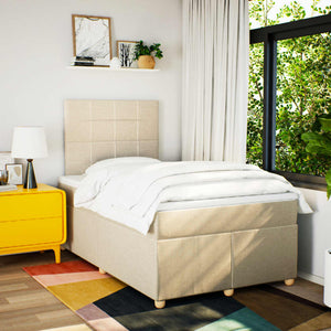 Κρεβάτι Boxspring με Στρώμα Κρεμ 120x200 εκ. Υφασμάτινο - Pakobazaar