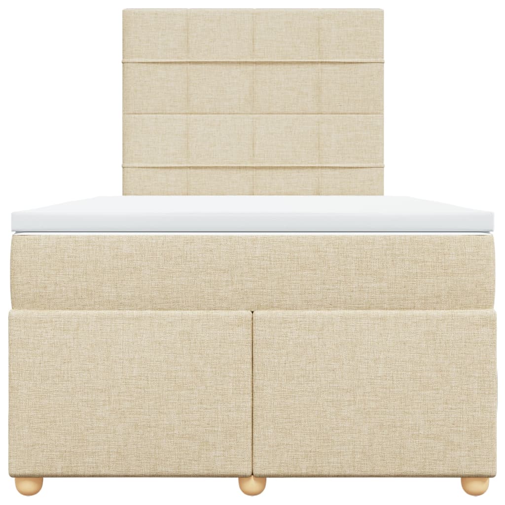 Κρεβάτι Boxspring με Στρώμα Κρεμ 120x200 εκ. Υφασμάτινο - Pakobazaar