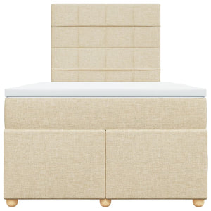 Κρεβάτι Boxspring με Στρώμα Κρεμ 120x200 εκ. Υφασμάτινο - Pakobazaar