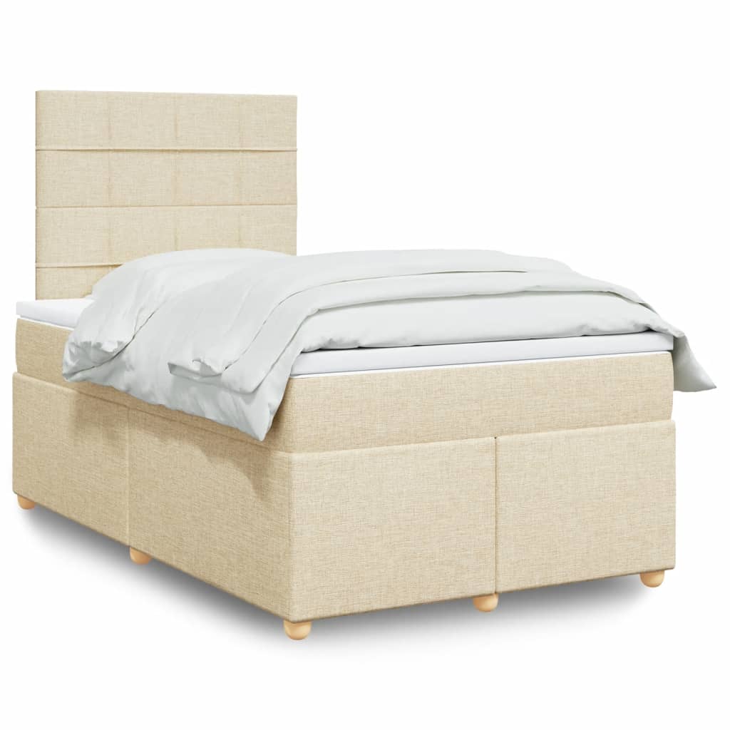 Κρεβάτι Boxspring με Στρώμα Κρεμ 120x200 εκ. Υφασμάτινο - Pakobazaar