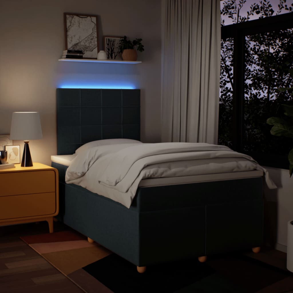 Κρεβάτι Boxspring με Στρώμα Μπλε 120x200 εκ. Υφασμάτινο - Pakobazaar