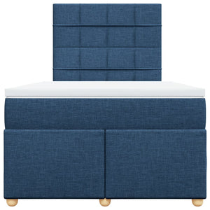 Κρεβάτι Boxspring με Στρώμα Μπλε 120x200 εκ. Υφασμάτινο - Pakobazaar