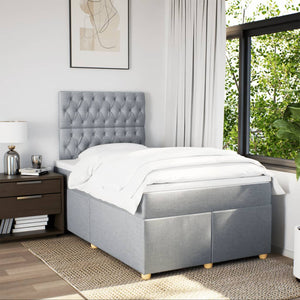 Κρεβάτι Boxspring με Στρώμα Ανοιχτό Γκρι 120x200 εκ. Υφασμάτινο - Pakobazaar