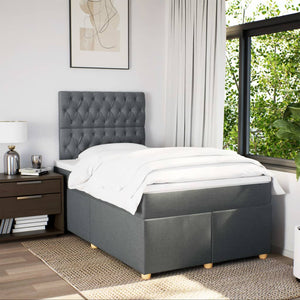 Κρεβάτι Boxspring με Στρώμα Σκούρο Γκρι 120x200 εκ. Υφασμάτινο - Pakobazaar