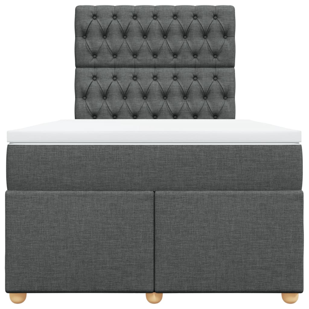 Κρεβάτι Boxspring με Στρώμα Σκούρο Γκρι 120x200 εκ. Υφασμάτινο - Pakobazaar