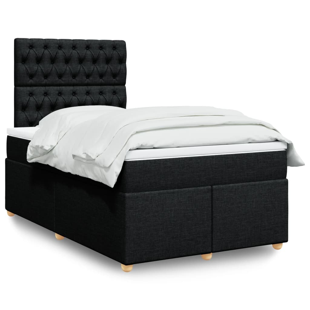 Κρεβάτι Boxspring με Στρώμα Μαύρο 120x200 εκ. Υφασμάτινο - Pakobazaar