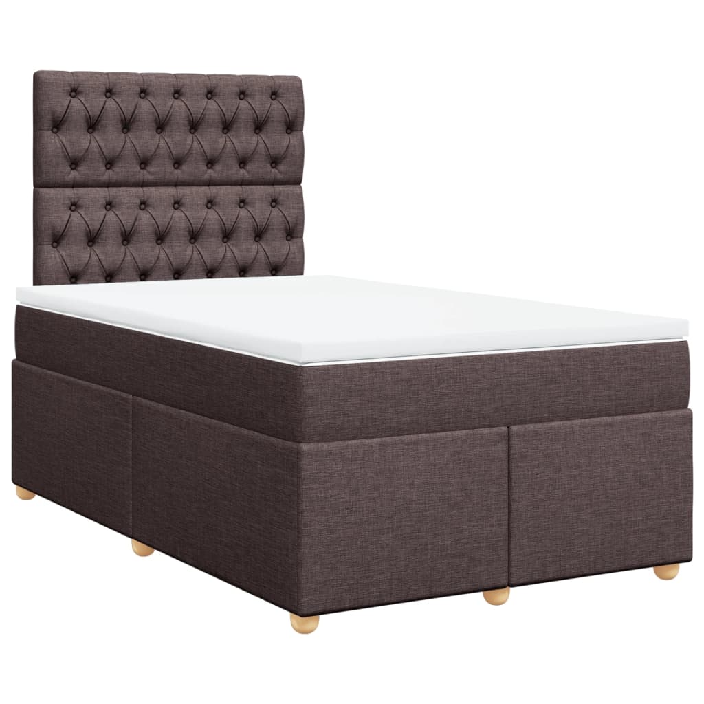Κρεβάτι Boxspring με Στρώμα Σκούρο Καφέ 120x200 εκ. Υφασμάτινο - Pakobazaar