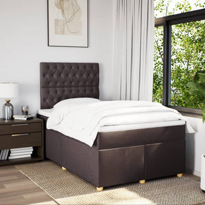 Κρεβάτι Boxspring με Στρώμα Σκούρο Καφέ 120x200 εκ. Υφασμάτινο - Pakobazaar