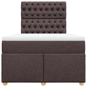Κρεβάτι Boxspring με Στρώμα Σκούρο Καφέ 120x200 εκ. Υφασμάτινο - Pakobazaar