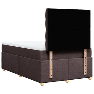 Κρεβάτι Boxspring με Στρώμα Σκούρο Καφέ 120x200 εκ. Υφασμάτινο - Pakobazaar