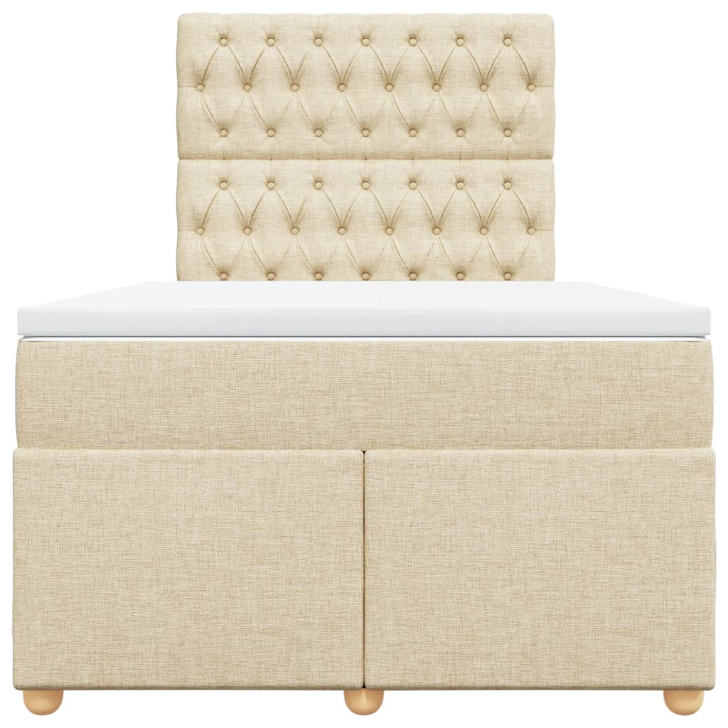 Κρεβάτι Boxspring με Στρώμα Κρεμ 120x200 εκ. Υφασμάτινο - Pakobazaar
