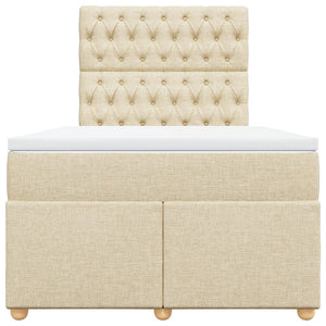 Κρεβάτι Boxspring με Στρώμα Κρεμ 120x200 εκ. Υφασμάτινο - Pakobazaar