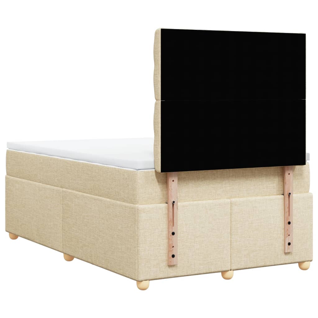 Κρεβάτι Boxspring με Στρώμα Κρεμ 120x200 εκ. Υφασμάτινο - Pakobazaar