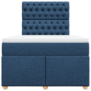 Κρεβάτι Boxspring με Στρώμα Μπλε 120x200 εκ. Υφασμάτινο - Pakobazaar