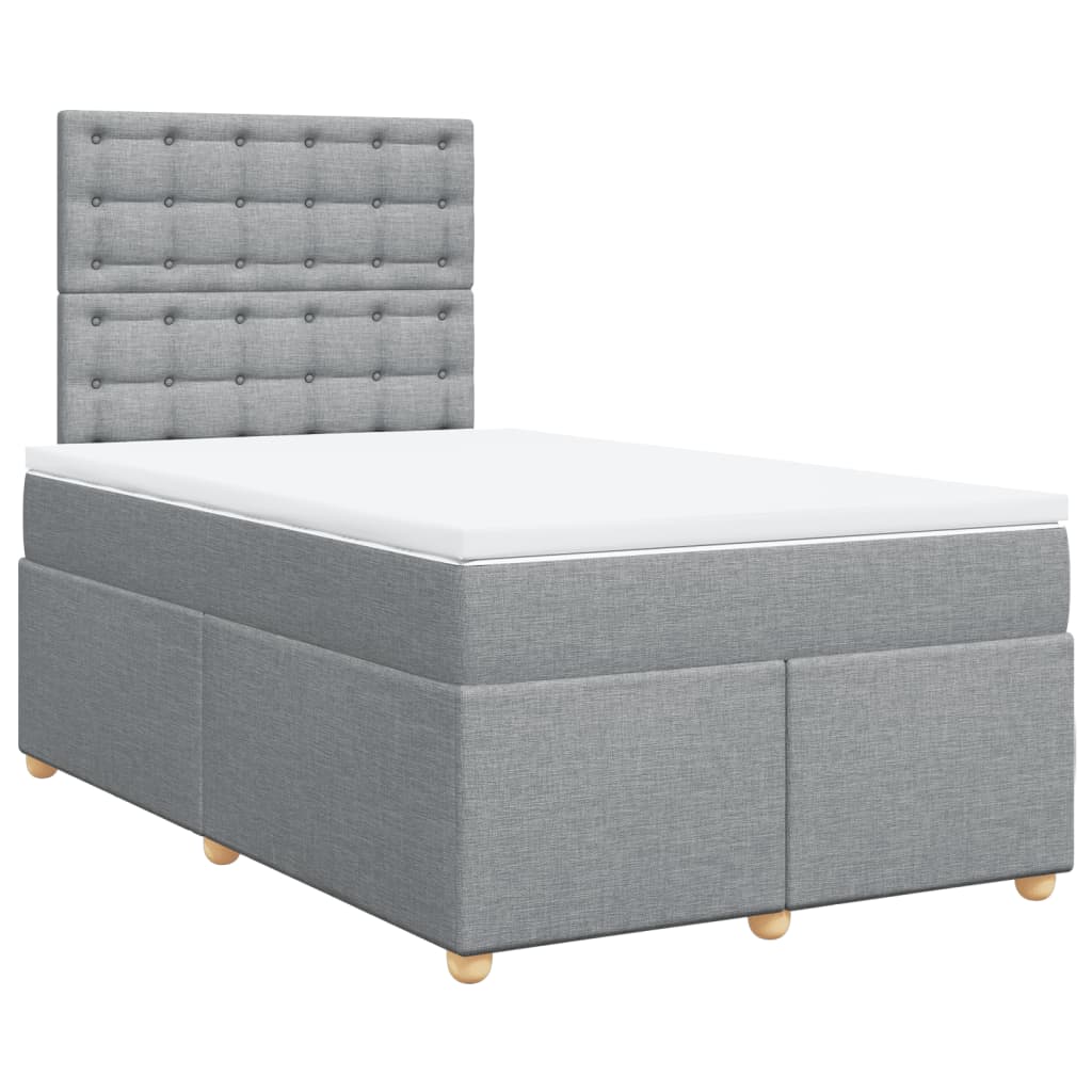 Κρεβάτι Boxspring με Στρώμα Ανοιχτό Γκρι 120x200 εκ. Υφασμάτινο - Pakobazaar