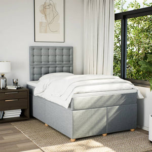 Κρεβάτι Boxspring με Στρώμα Ανοιχτό Γκρι 120x200 εκ. Υφασμάτινο - Pakobazaar