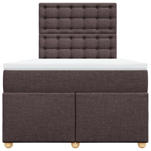 Κρεβάτι Boxspring με Στρώμα Σκούρο Καφέ 120x200 εκ. Υφασμάτινο - Pakobazaar