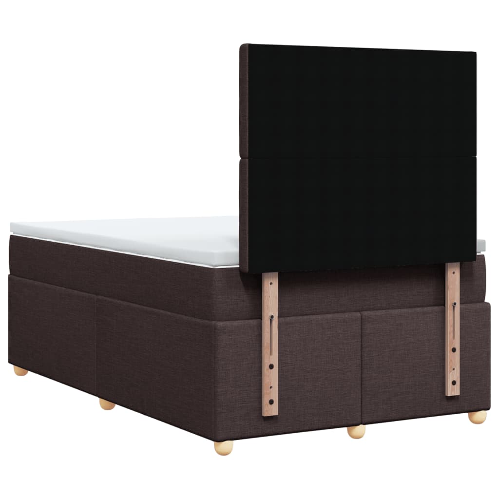 Κρεβάτι Boxspring με Στρώμα Σκούρο Καφέ 120x200 εκ. Υφασμάτινο - Pakobazaar
