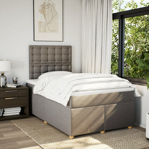Κρεβάτι Boxspring με Στρώμα Taupe 120x200 εκ. Υφασμάτινο - Pakobazaar