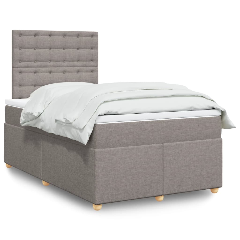 Κρεβάτι Boxspring με Στρώμα Taupe 120x200 εκ. Υφασμάτινο - Pakobazaar