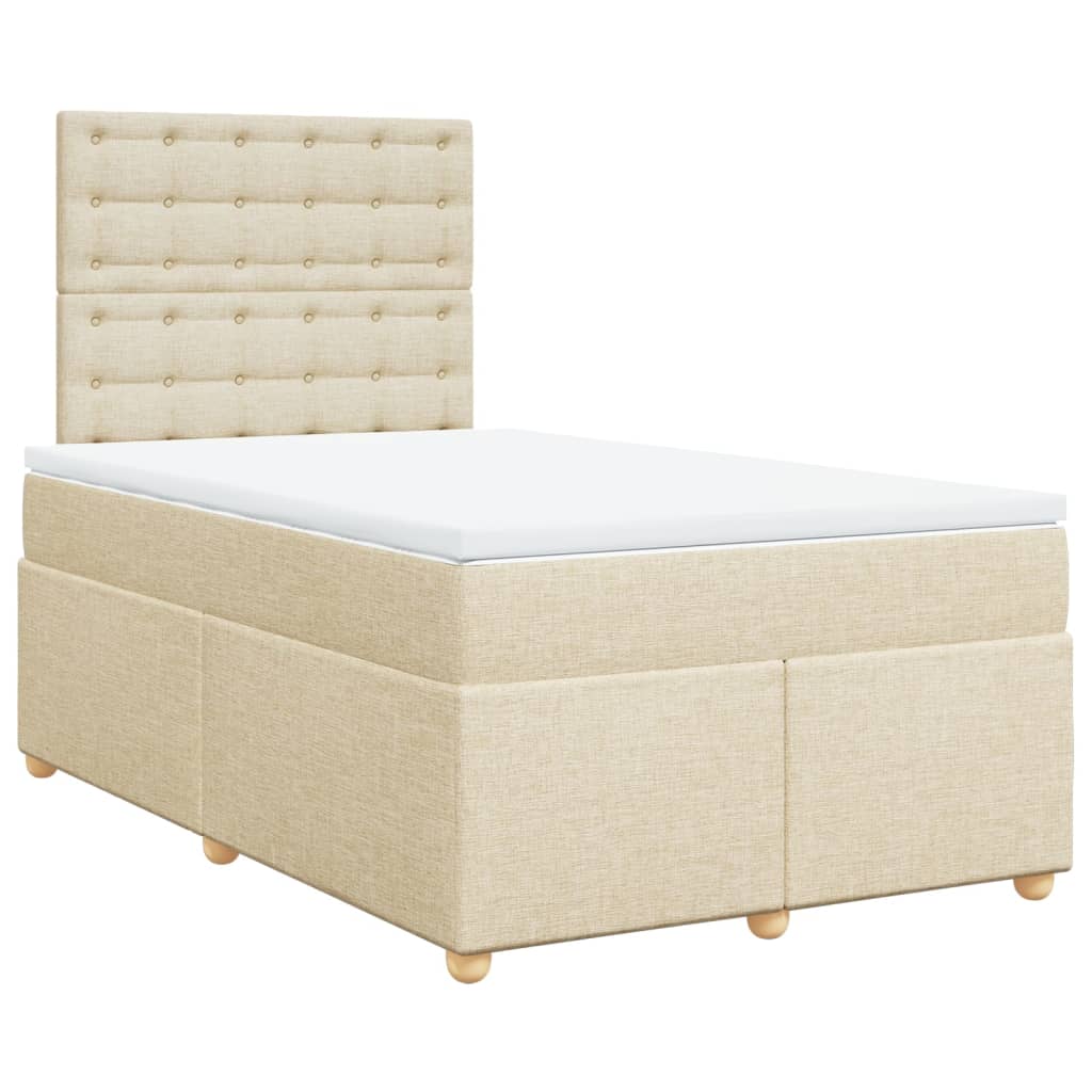 Κρεβάτι Boxspring με Στρώμα Κρεμ 120x200 εκ. Υφασμάτινο - Pakobazaar