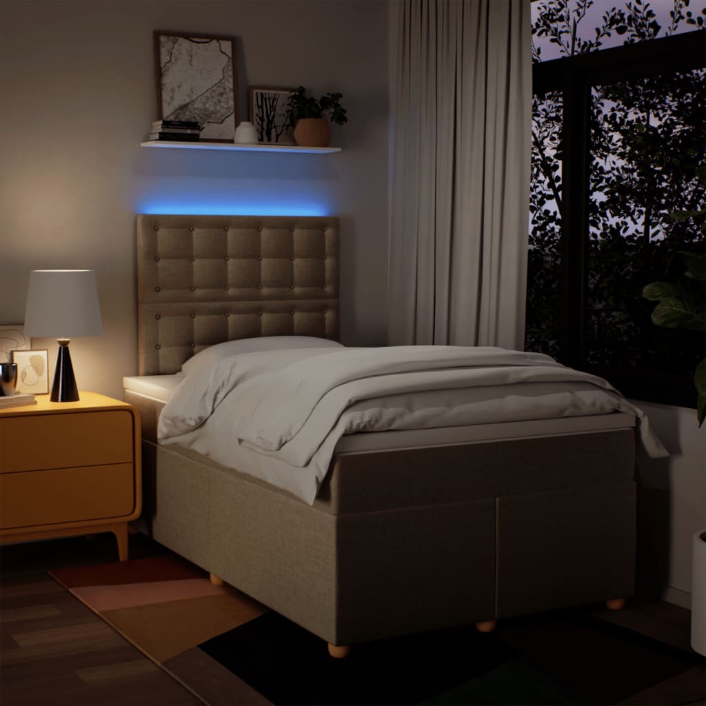 Κρεβάτι Boxspring με Στρώμα Κρεμ 120x200 εκ. Υφασμάτινο - Pakobazaar