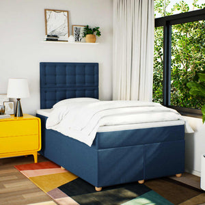 Κρεβάτι Boxspring με Στρώμα Μπλε 120x200 εκ. Υφασμάτινο - Pakobazaar