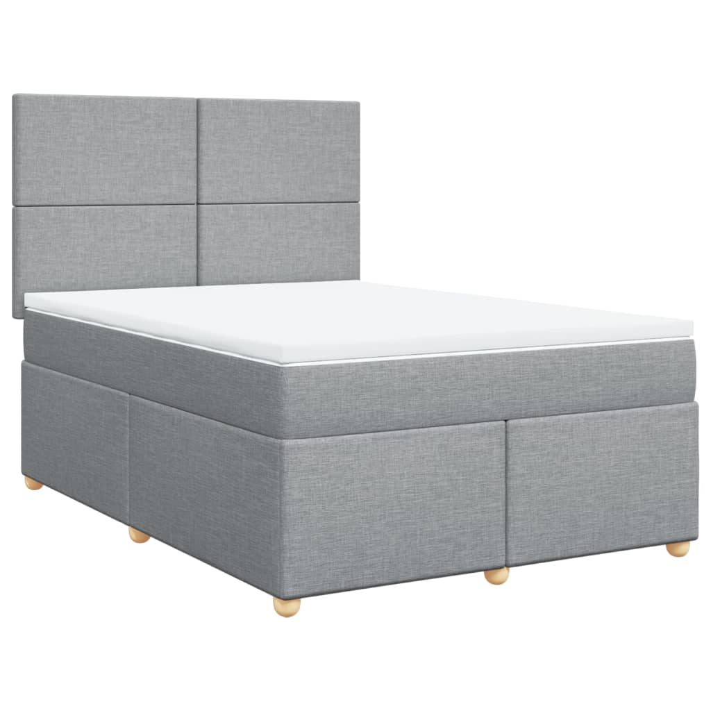 Κρεβάτι Boxspring με Στρώμα Ανοιχτό Γκρι 140x190 εκ. Υφασμάτινο - Pakobazaar