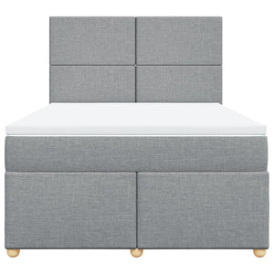 Κρεβάτι Boxspring με Στρώμα Ανοιχτό Γκρι 140x190 εκ. Υφασμάτινο - Pakobazaar