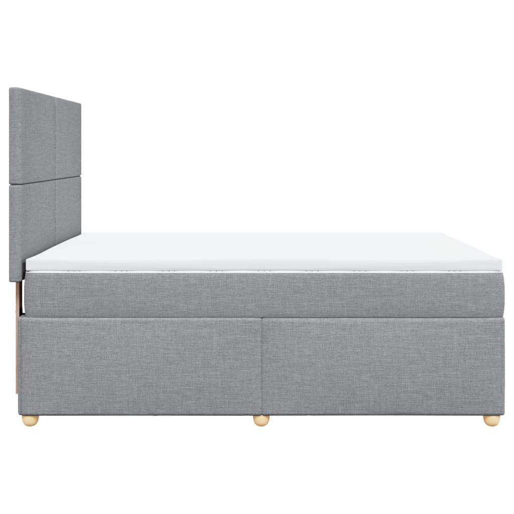 Κρεβάτι Boxspring με Στρώμα Ανοιχτό Γκρι 140x190 εκ. Υφασμάτινο - Pakobazaar