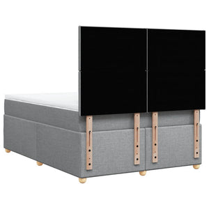 Κρεβάτι Boxspring με Στρώμα Ανοιχτό Γκρι 140x190 εκ. Υφασμάτινο - Pakobazaar