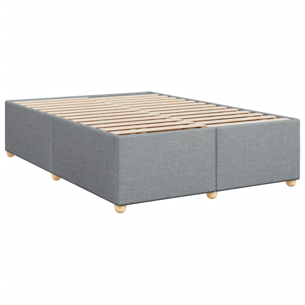 Κρεβάτι Boxspring με Στρώμα Ανοιχτό Γκρι 140x190 εκ. Υφασμάτινο - Pakobazaar