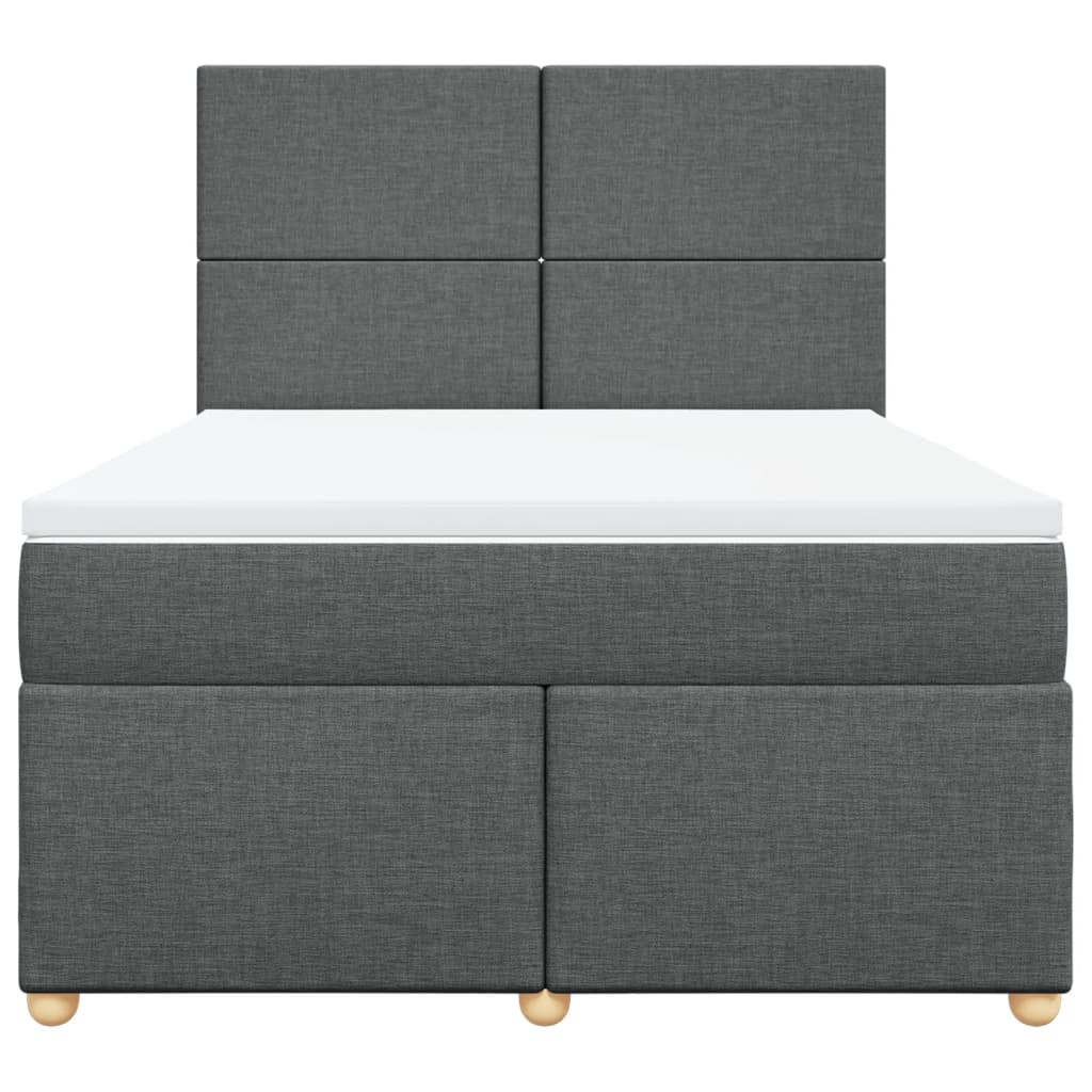 Κρεβάτι Boxspring με Στρώμα Σκούρο Γκρι 140x190 εκ. Υφασμάτινο - Pakobazaar