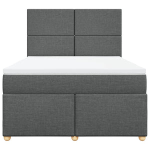 Κρεβάτι Boxspring με Στρώμα Σκούρο Γκρι 140x190 εκ. Υφασμάτινο - Pakobazaar