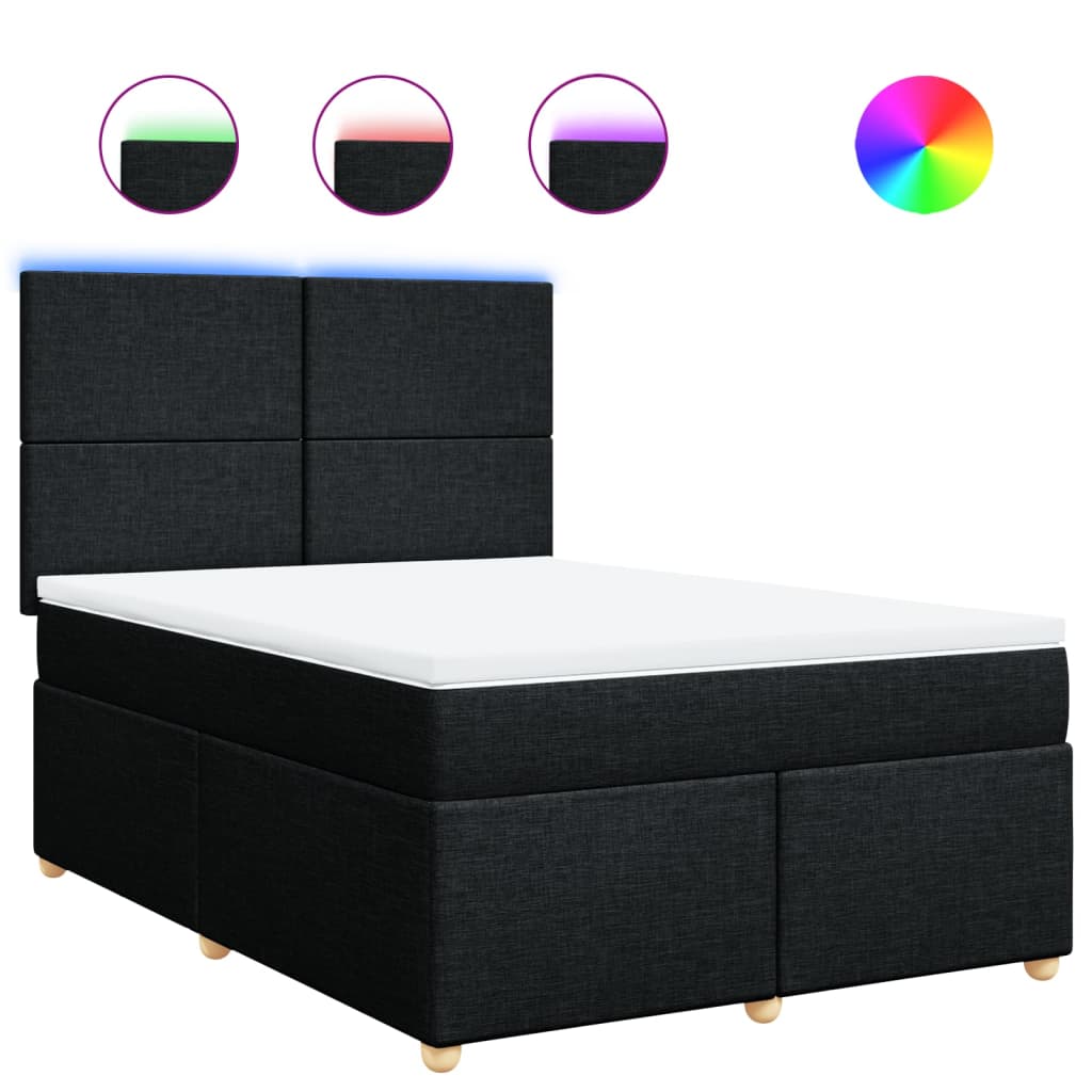 Κρεβάτι Boxspring με Στρώμα Μαύρο 140x190 εκ. Υφασμάτινο - Pakobazaar