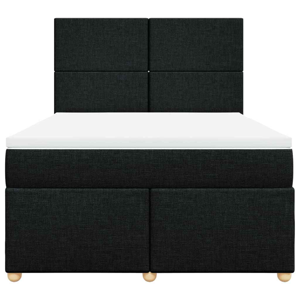 Κρεβάτι Boxspring με Στρώμα Μαύρο 140x190 εκ. Υφασμάτινο - Pakobazaar