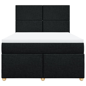 Κρεβάτι Boxspring με Στρώμα Μαύρο 140x190 εκ. Υφασμάτινο - Pakobazaar