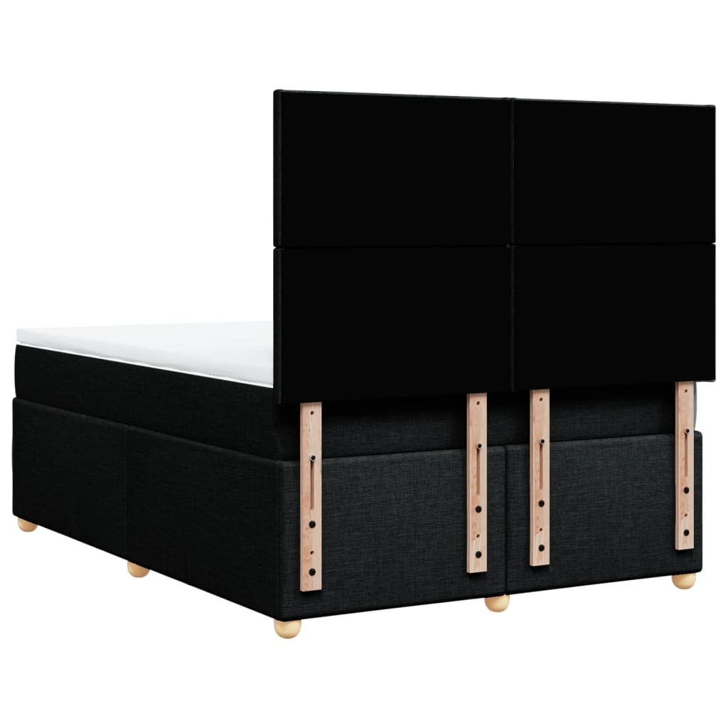 Κρεβάτι Boxspring με Στρώμα Μαύρο 140x190 εκ. Υφασμάτινο - Pakobazaar