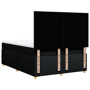 Κρεβάτι Boxspring με Στρώμα Μαύρο 140x190 εκ. Υφασμάτινο - Pakobazaar