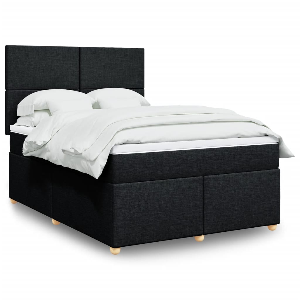Κρεβάτι Boxspring με Στρώμα Μαύρο 140x190 εκ. Υφασμάτινο - Pakobazaar