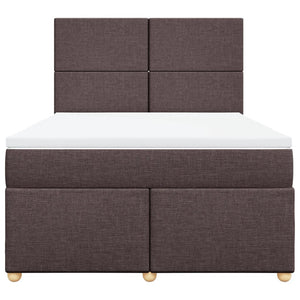 Κρεβάτι Boxspring με Στρώμα Σκούρο Καφέ 140x190 εκ. Υφασμάτινο
