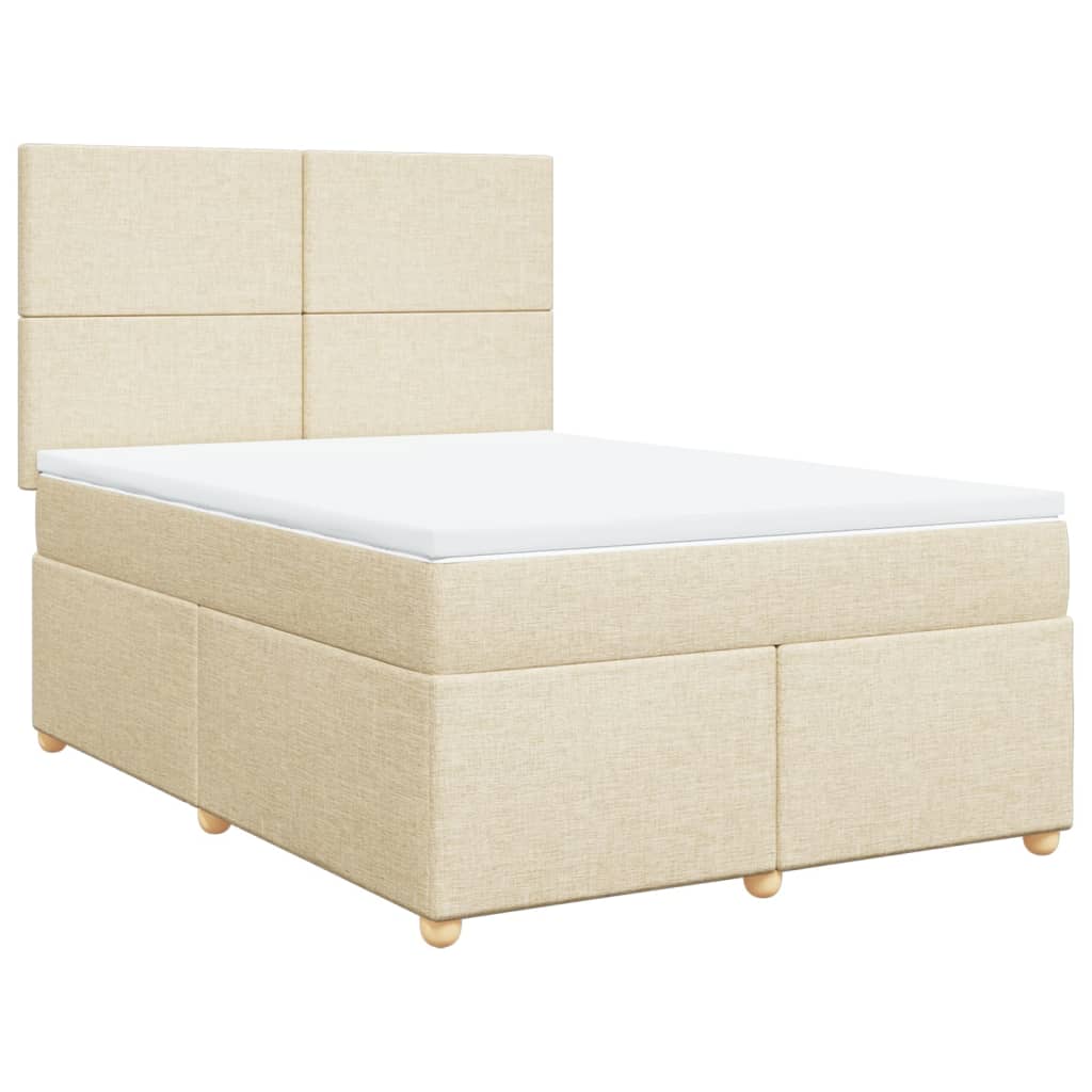 Κρεβάτι Boxspring με Στρώμα Κρεμ 140x190 εκ. Υφασμάτινο - Pakobazaar