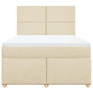Κρεβάτι Boxspring με Στρώμα Κρεμ 140x190 εκ. Υφασμάτινο - Pakobazaar