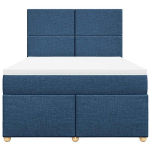 Κρεβάτι Boxspring με Στρώμα Μπλε 140x190 εκ. Υφασμάτινο