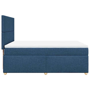 Κρεβάτι Boxspring με Στρώμα Μπλε 140x190 εκ. Υφασμάτινο