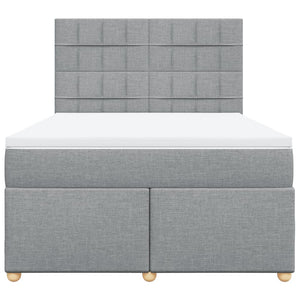 Κρεβάτι Boxspring με Στρώμα Ανοιχτό Γκρι 140x190 εκ. Υφασμάτινο - Pakobazaar