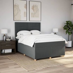 Κρεβάτι Boxspring με Στρώμα Σκούρο Γκρι 140x190 εκ. Υφασμάτινο - Pakobazaar