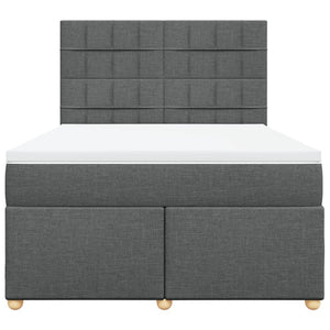 Κρεβάτι Boxspring με Στρώμα Σκούρο Γκρι 140x190 εκ. Υφασμάτινο - Pakobazaar